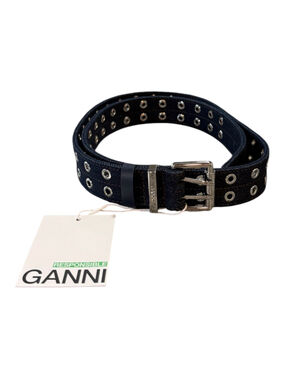 GANNI Double Eyelet Denim Belt Dark Navy M/L